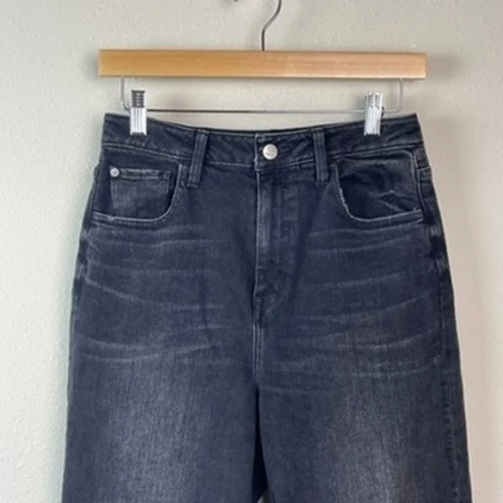 Healthy Denim Wide Leg‎ Jeans Womens Black High Rise 25 Faded Grunge Chic